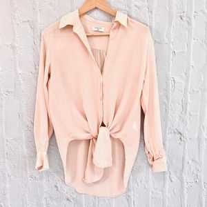 Aritzia Babaton Relaxed Tie-Front Blouse Sz XXS